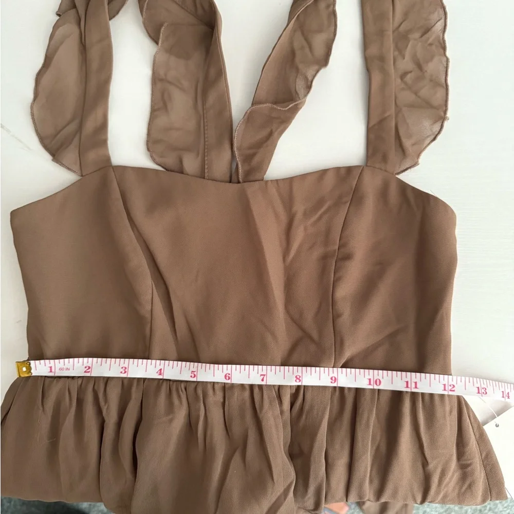 NWT Show Me Your Mumu Emily Empire Maxi Dress Soft Beige Chiffon Size M - Picture 7 of 11